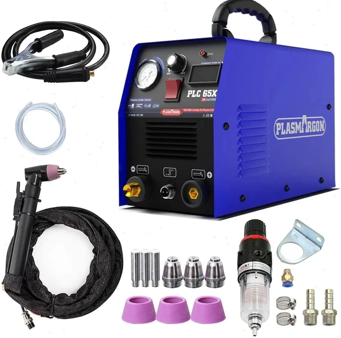 PLC65 110V/220V 65A Plasma Cutter Machine Pilot Arc IGBT Inverter LED Display