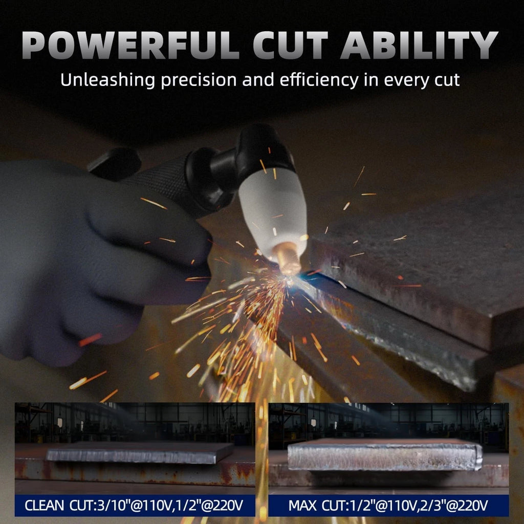 CUT50 110V/220V 50A Plasma Cutter Sic Mosfet 10mm'' Clean Cuts LED Display