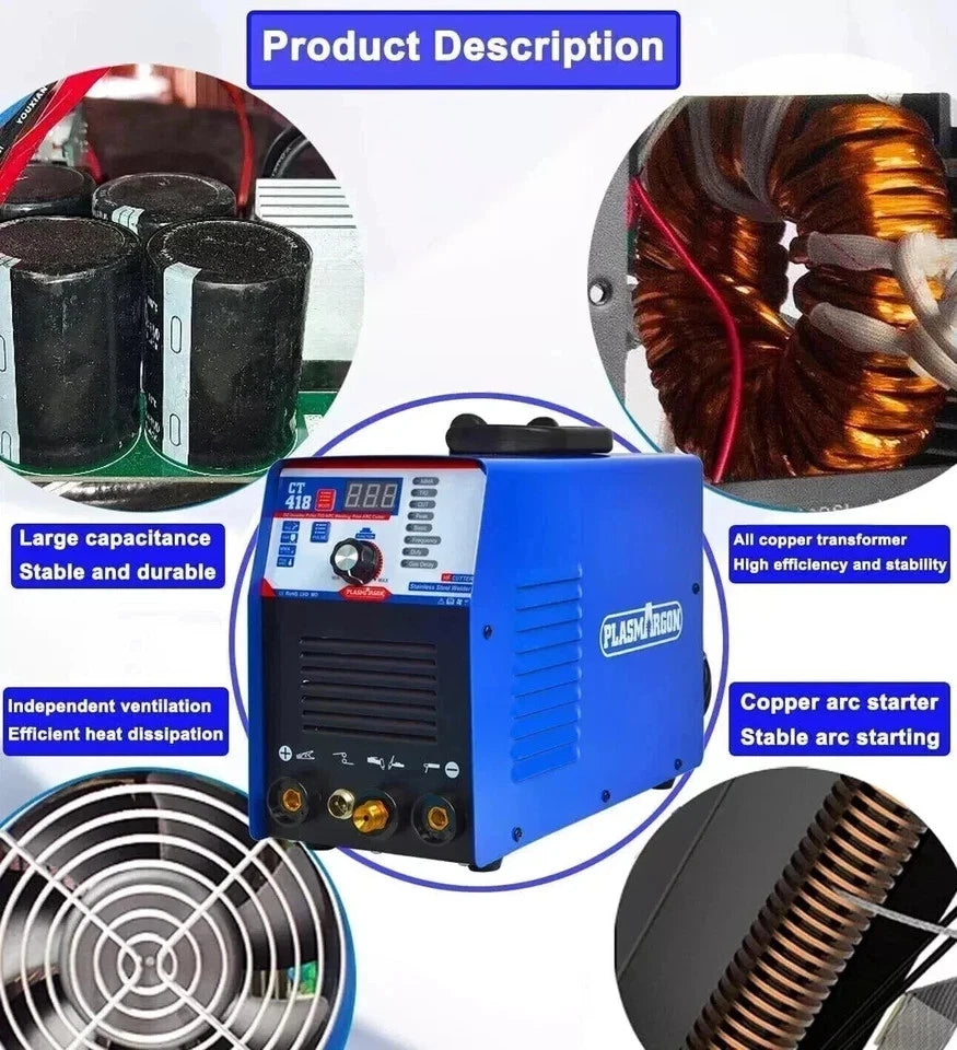CT418 110V 3-in-1 Plasma Cutter Machine CUT/TIG/MMA Versatile Digital Display DC