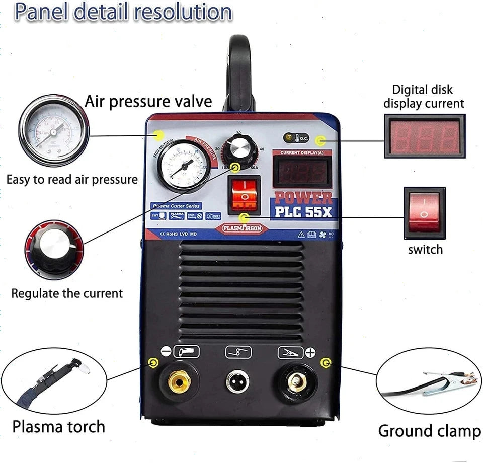 CUT55 110V/220V 55A Plasma Cutter IGBT Inverter LED Display 12mm Clean Cuts