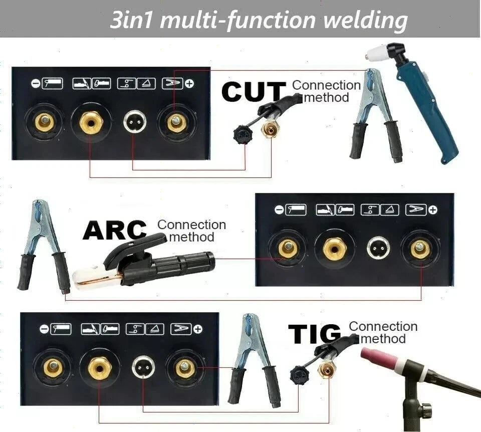 CT418 220V 3-in-1 Multifunctional Machine Plasma Cutter CUT/TIG/MMA Welder DC