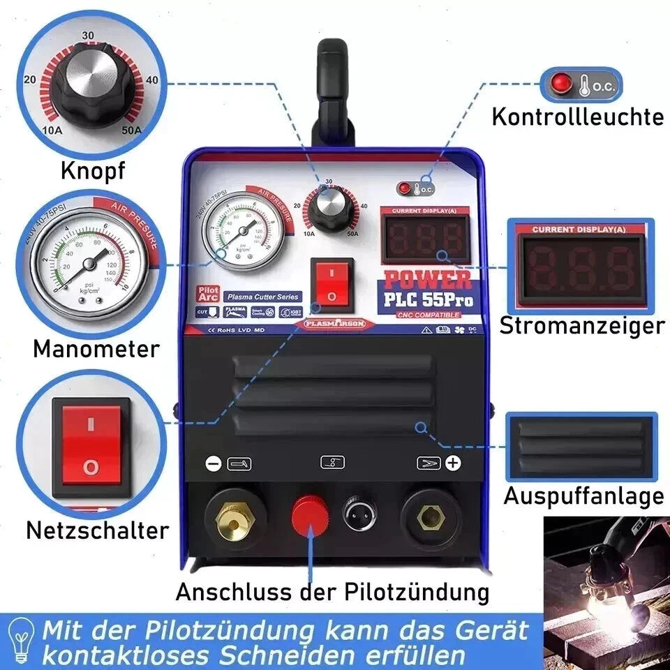 MIG200 110V/220V 3-IN-1 MIG Welder 200A Gasless MIG/TIG/MMA IGBT Welding Machine