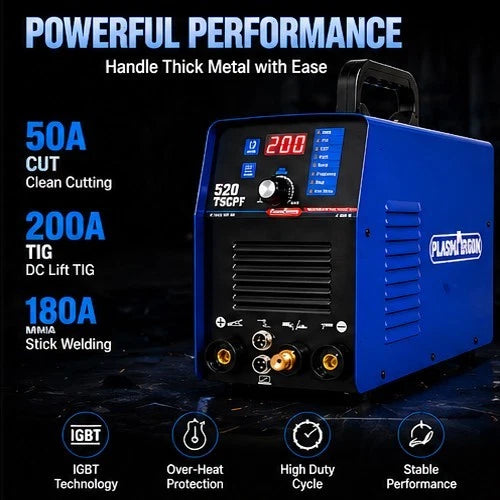 3-IN-1 110V/220V Plasma Cutter Welder IGBT Inverter 50A CUT/200A TIG/180A ARC